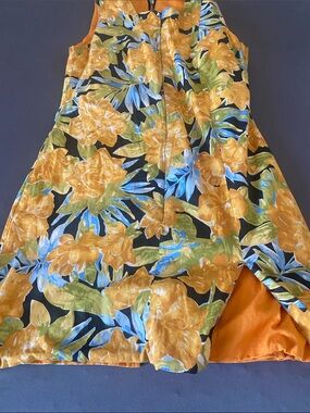 Floral A-Line Women’s Dress in Orange and Blue